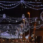 Festoon lights over the road. Find out about Blackpool Illuminations